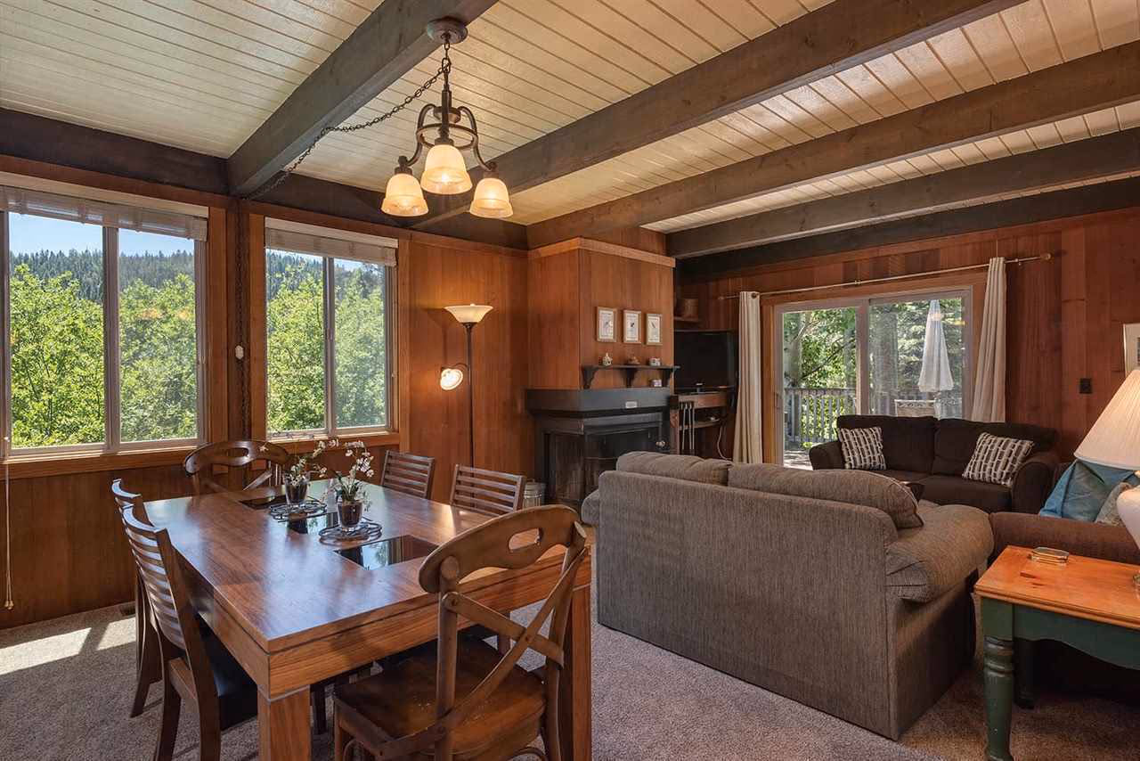 Cabin dining table — anchor meal space for a Palisades Tahoe wedding weekend