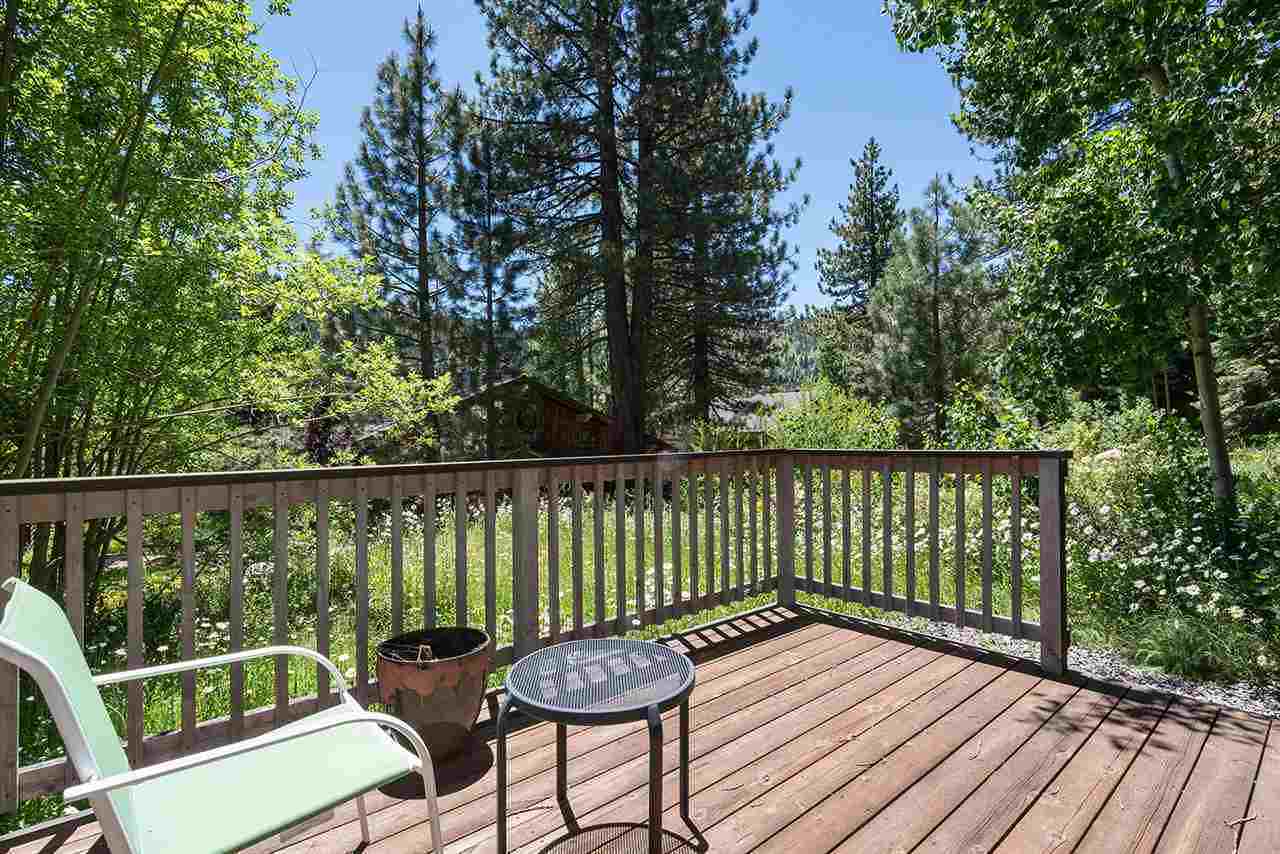 Private deck at the Palisades Tahoe Studio — decompress after the workday
